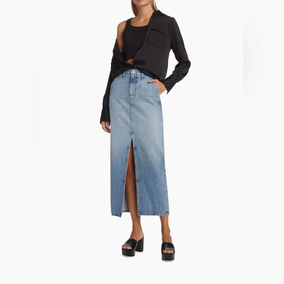 Derek Lam 10 Crosby Women's Sutton Vintage Long Denim Skirt Size 28 $295 NWT - Picture 2 of 9